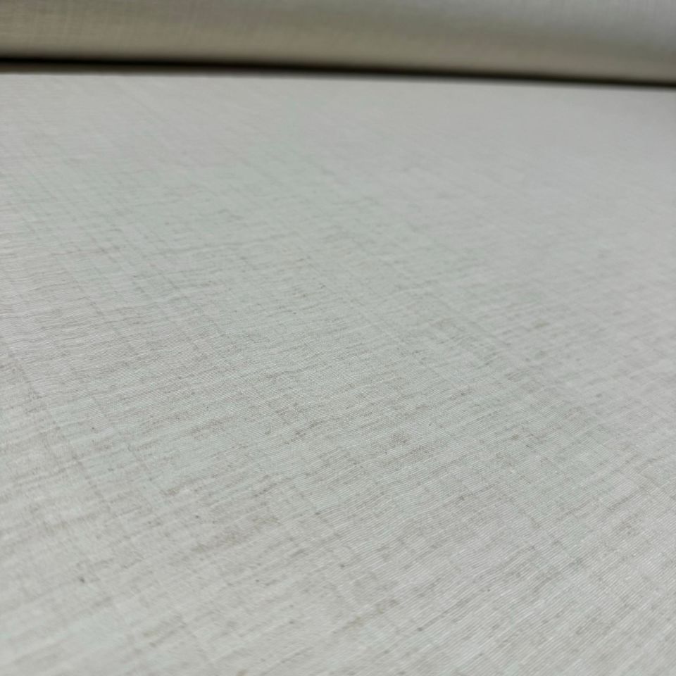 Çift Kat Müslin Kumaş En 150 cm %100 Pamuk Organik Keten Görünümlü Ekru Renk