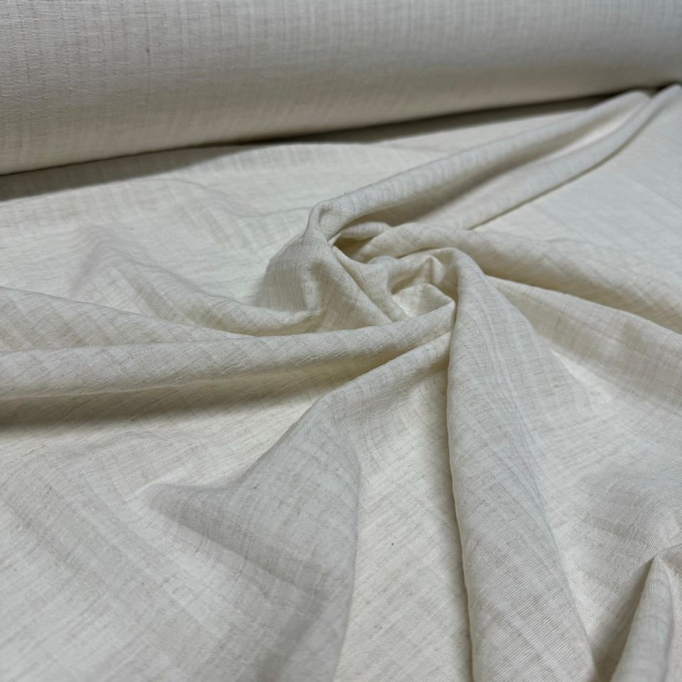 Çift Kat Müslin Kumaş En 150 cm %100 Pamuk Organik Keten Görünümlü Ekru Renk