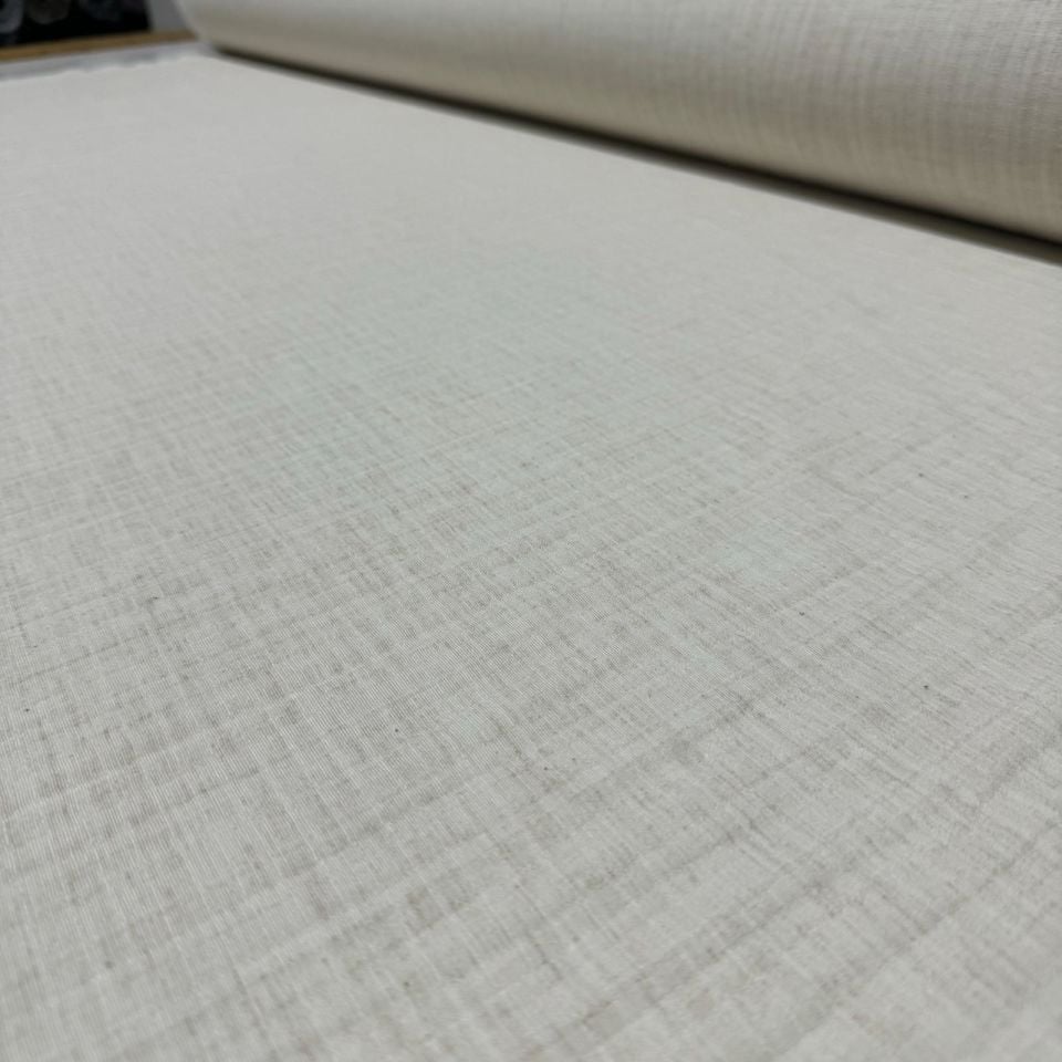 Çift Kat Müslin Kumaş En 150 cm %100 Pamuk Organik Keten Görünümlü Ekru Renk