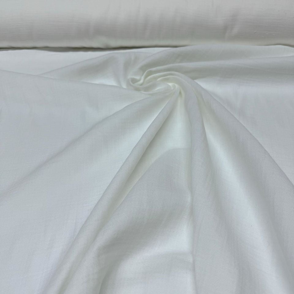 Çift Kat Müslin Kumaş En 150 cm %100 Pamuk Organik Kırık Beyaz Renk