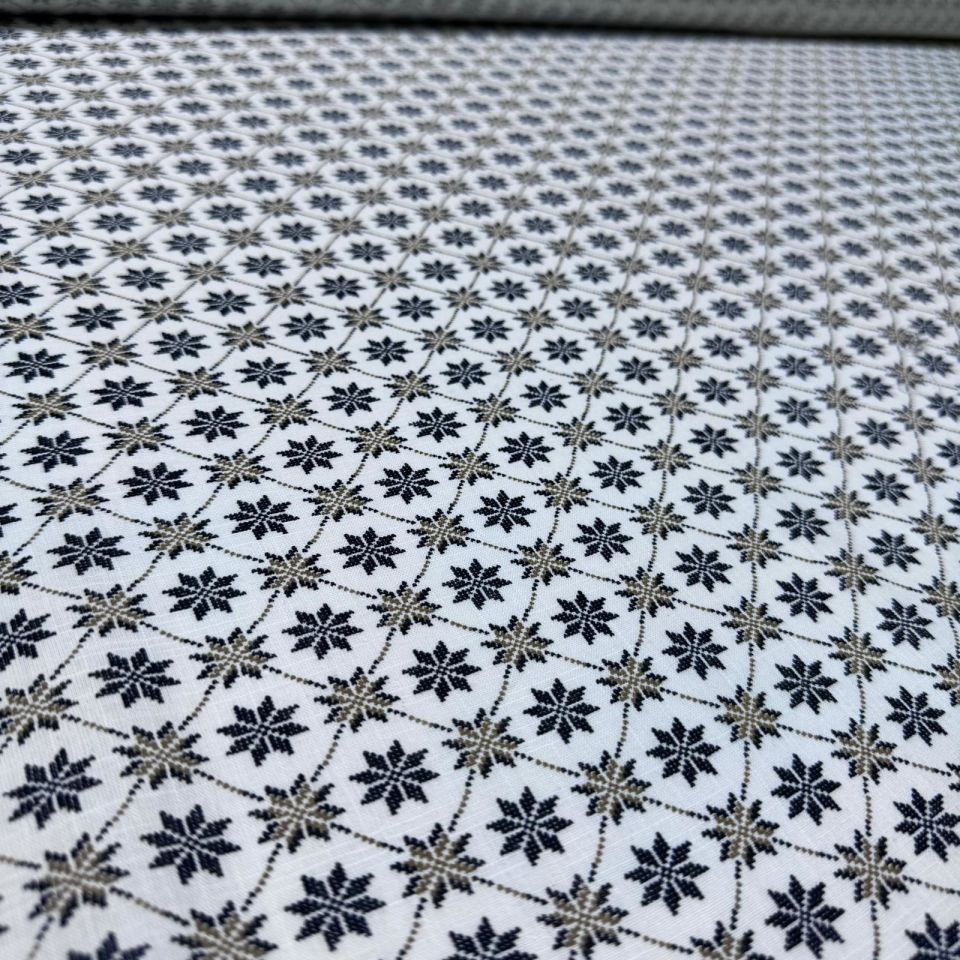 Flam Keten Kumaş %100 Pamuk Çift En Küçük Çiçek Motifli Kahverengi