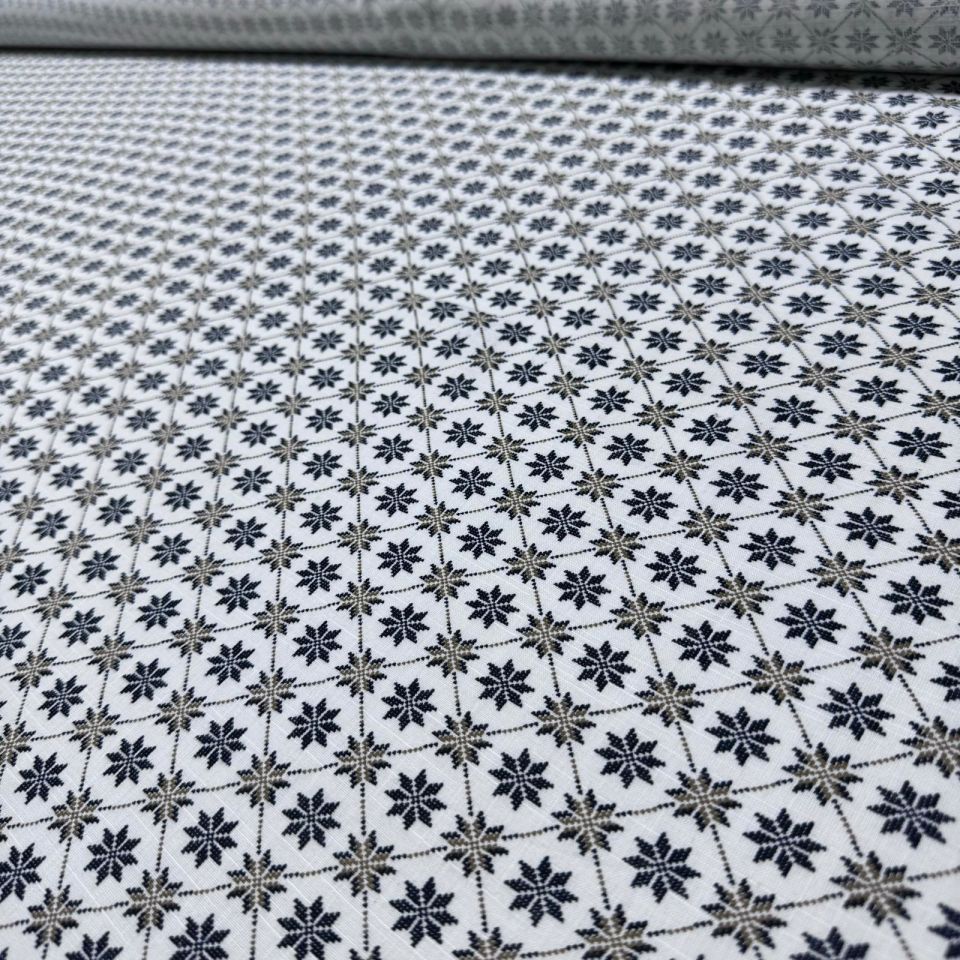 Flam Keten Kumaş %100 Pamuk Çift En Küçük Çiçek Motifli Kahverengi