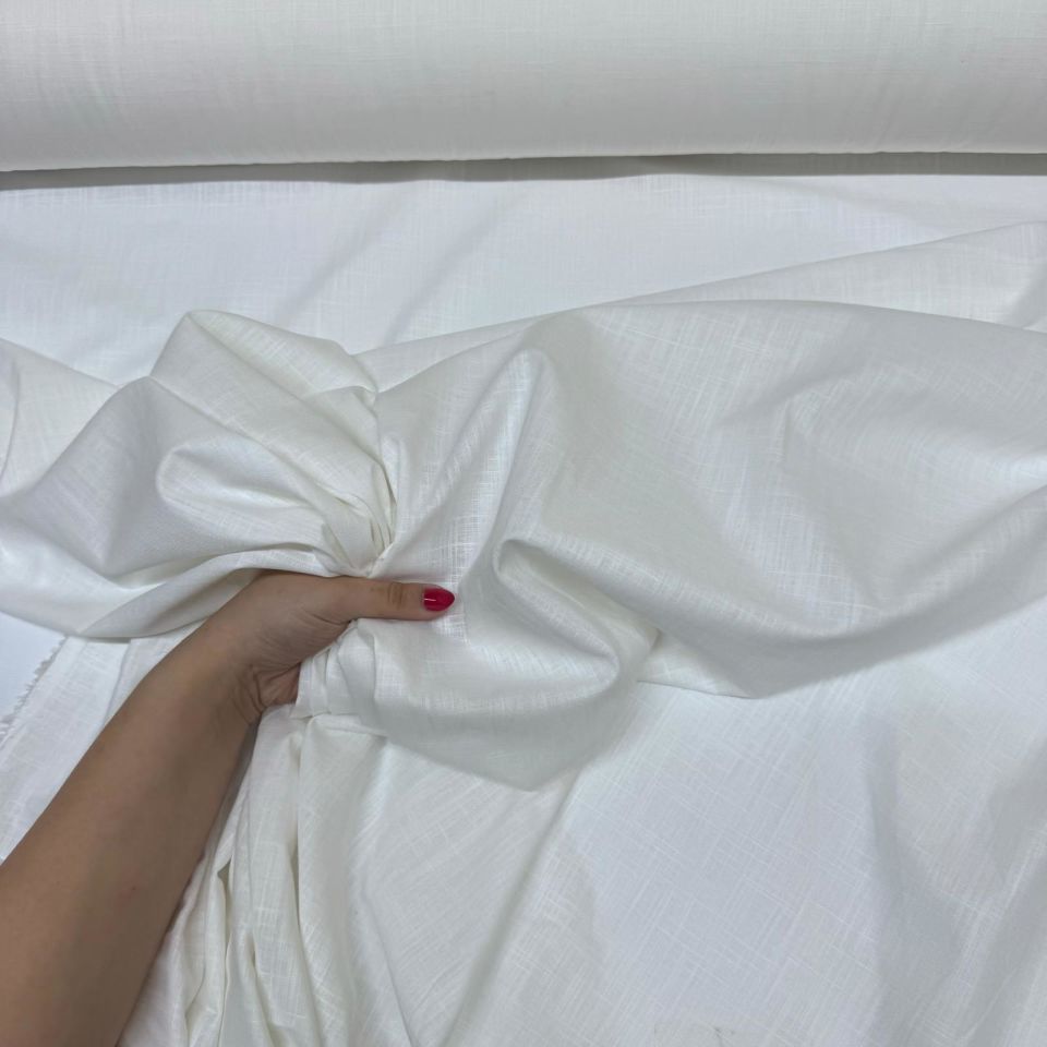 Flam Keten Kumaş %100 Pamuk En 150 cm Beyaz Renk