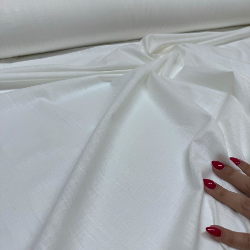 Flam Keten Kumaş %100 Pamuk En 150 cm Beyaz Renk