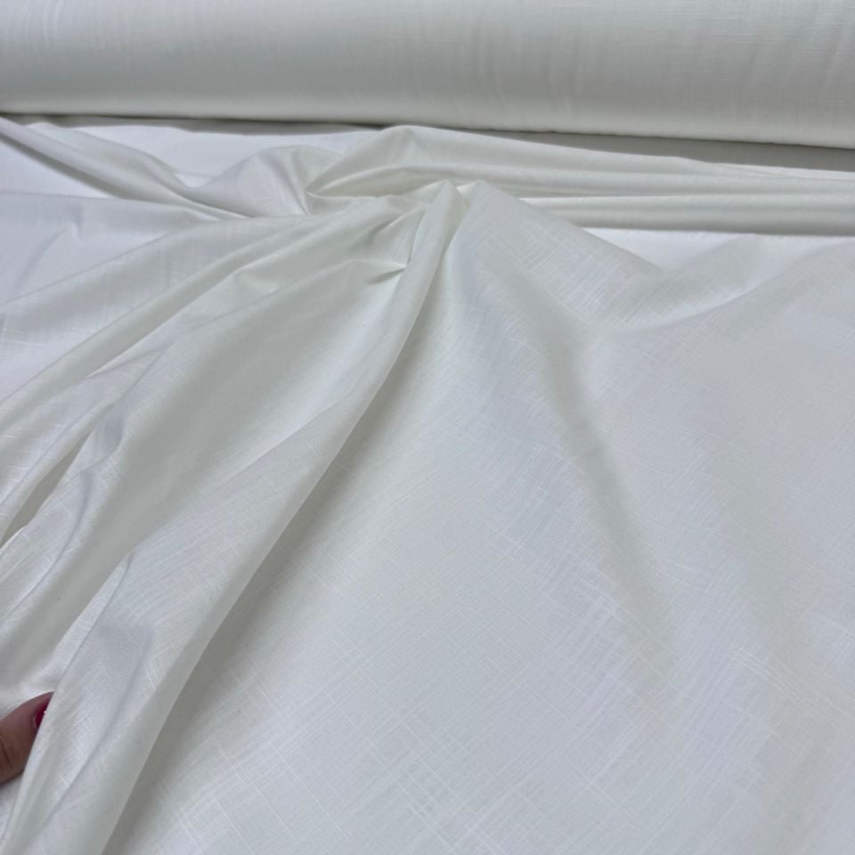 Flam Keten Kumaş %100 Pamuk En 150 cm Beyaz Renk