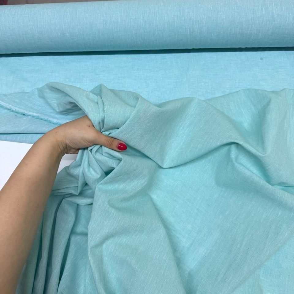 Keten Kumaş %100 Pamuk En 150 cm Turkuaz Renk