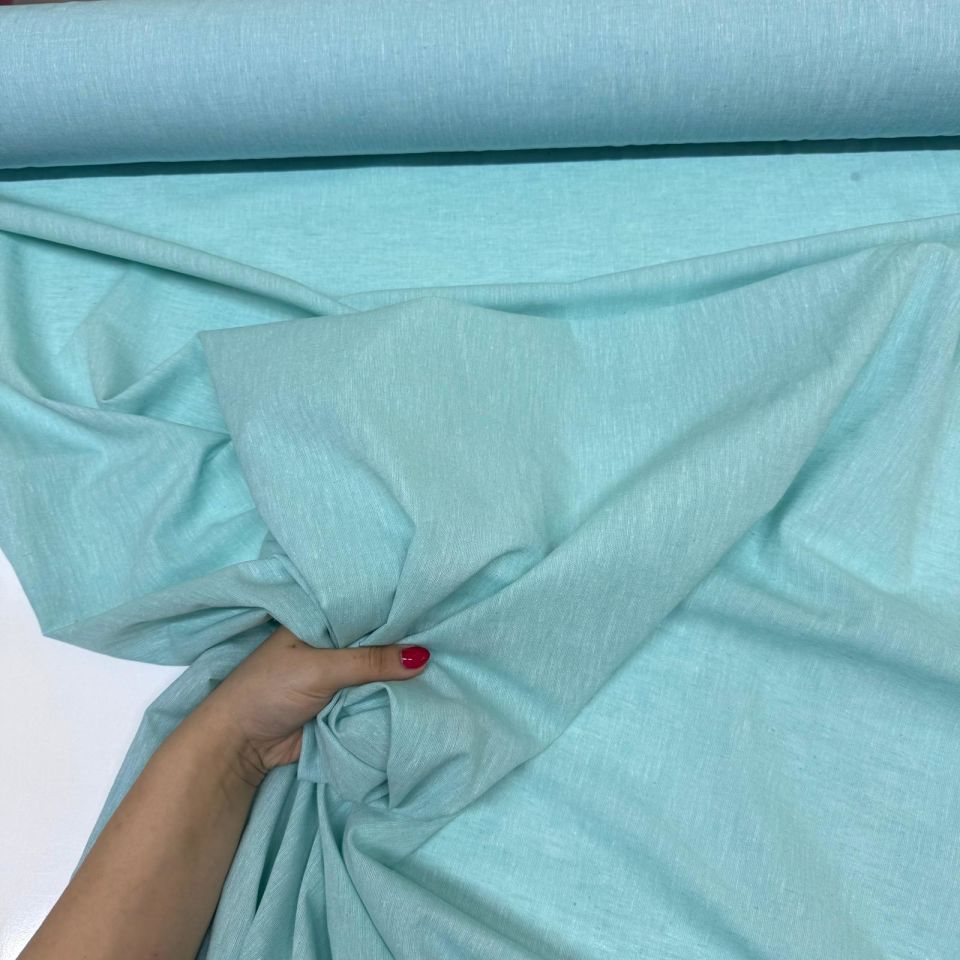 Keten Kumaş %100 Pamuk En 150 cm Turkuaz Renk