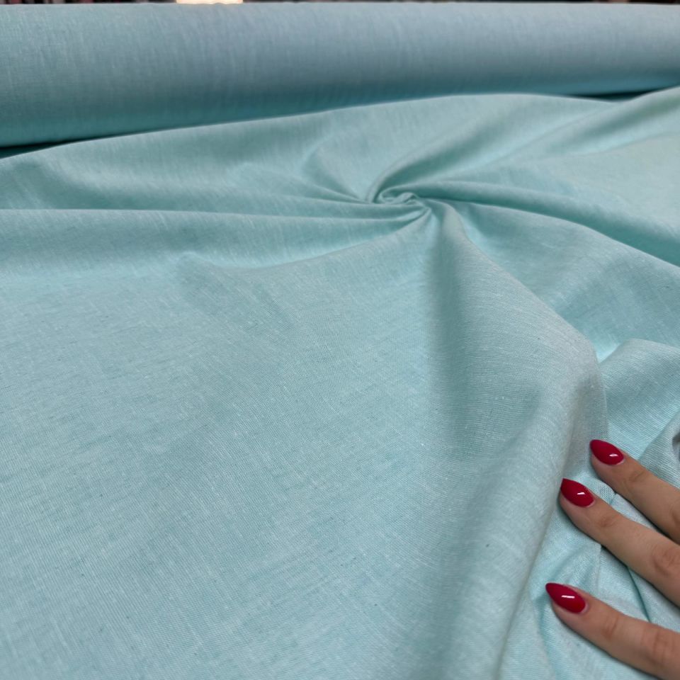 Keten Kumaş %100 Pamuk En 150 cm Turkuaz Renk