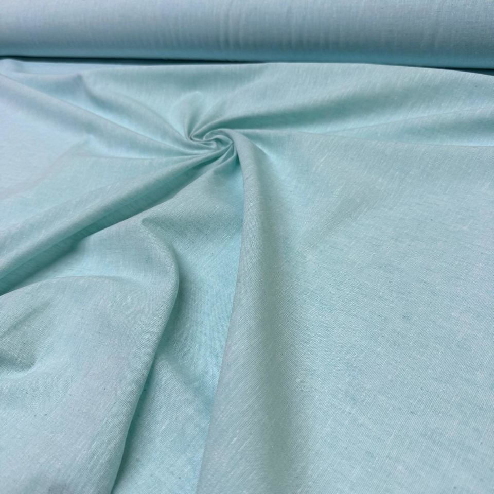 Keten Kumaş %100 Pamuk En 150 cm Turkuaz Renk