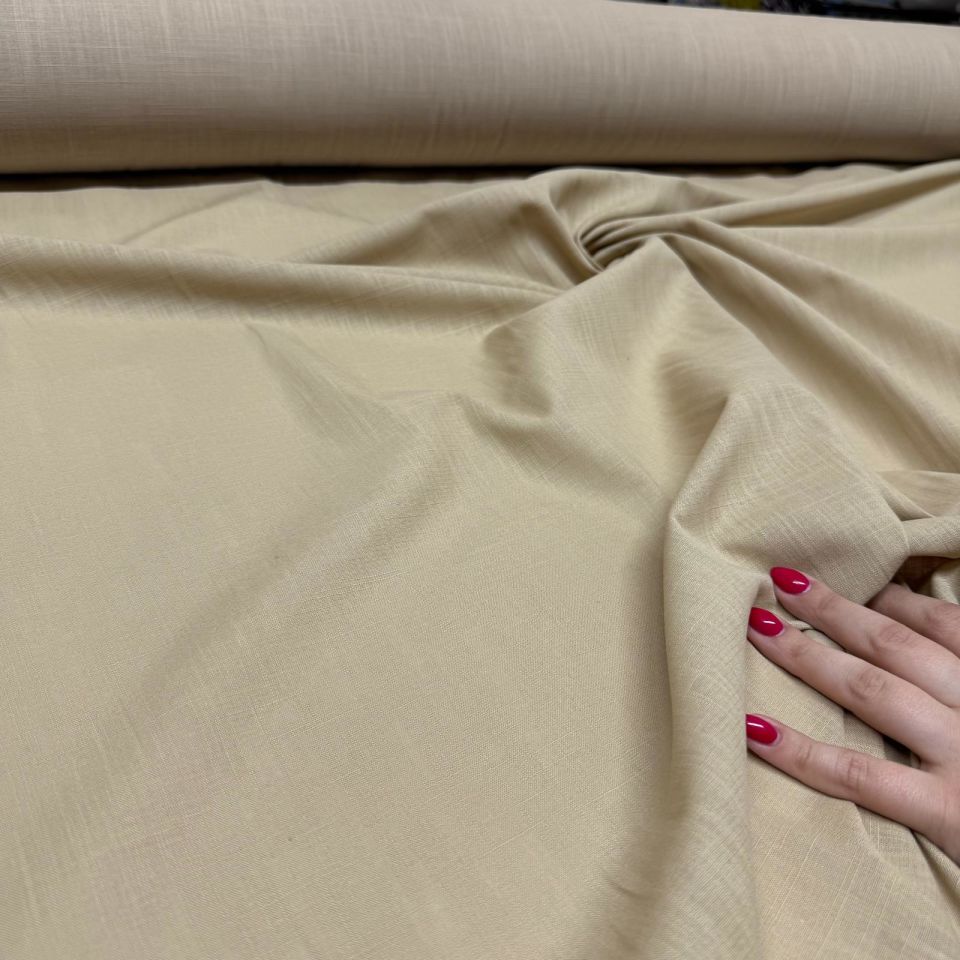 Flam Keten Kumaş %100 Pamuk En 150 cm Sütlü Kahverengi Renk