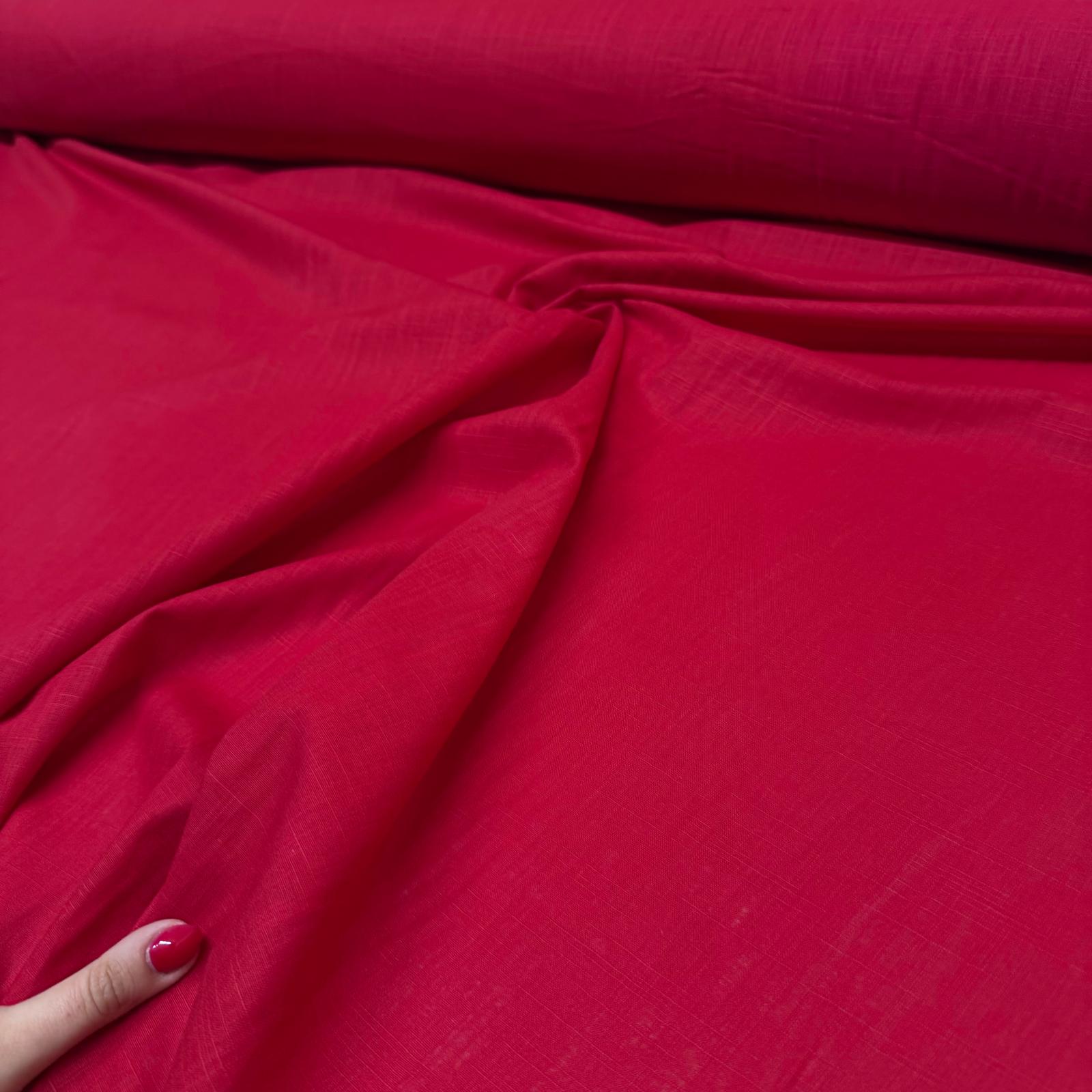 Flam Keten Kumaş %100 Pamuk En 150 cm Kırmızı