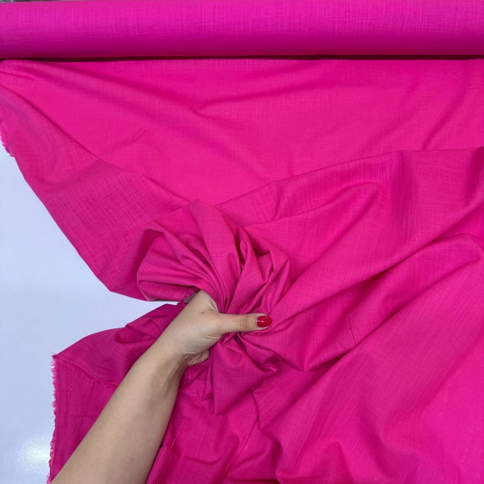 Flam Keten Kumaş %100 Pamuk En 150 cm Pembe Renk