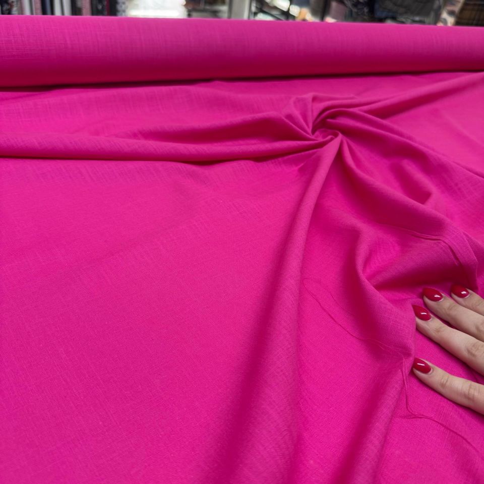 Flam Keten Kumaş %100 Pamuk En 150 cm Pembe Renk