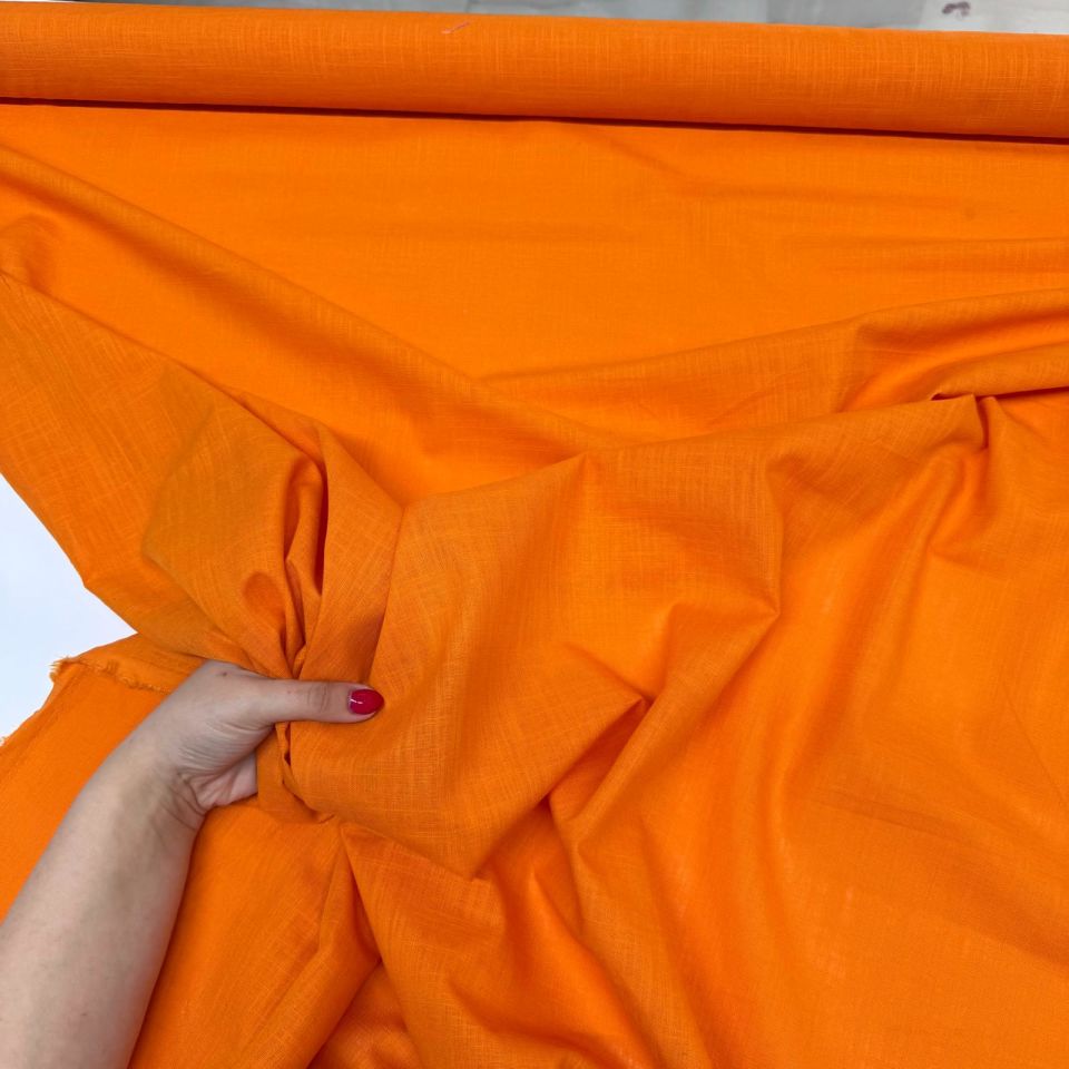 Flam Keten Kumaş %100 Pamuk En 150 cm Turuncu Renk