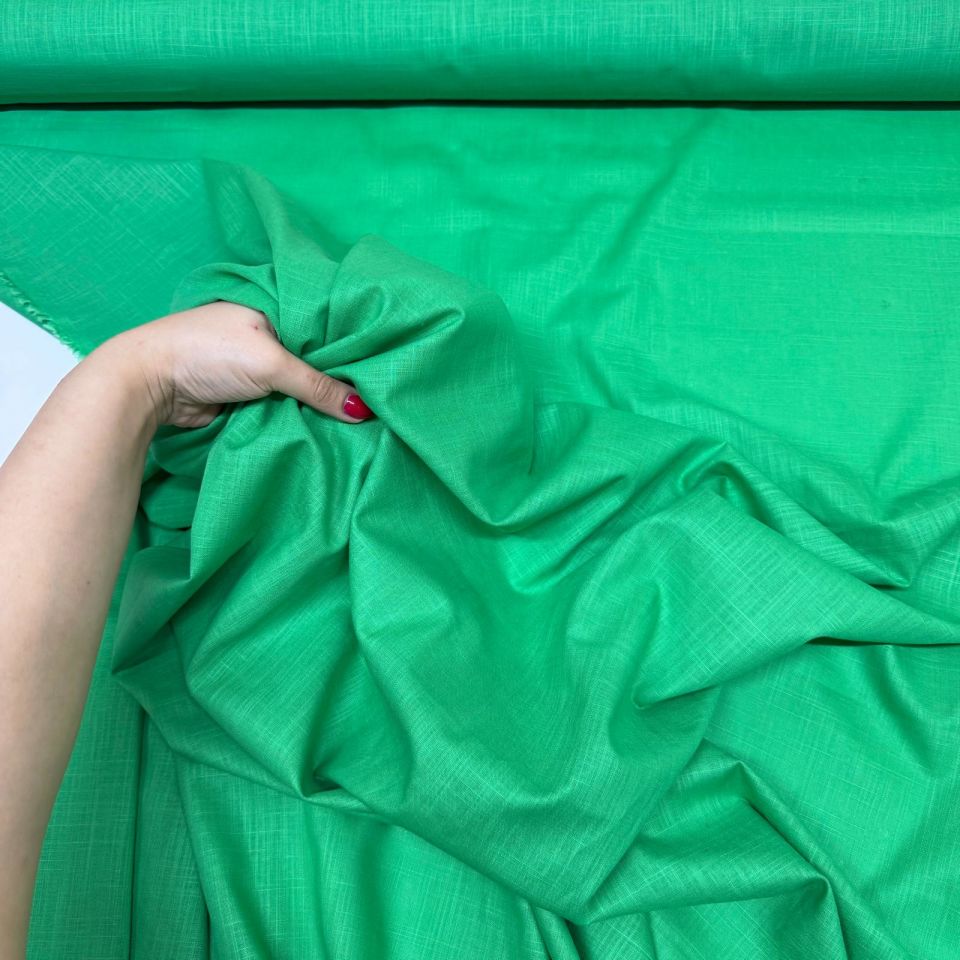 Flam Keten Kumaş %100 Pamuk En 150 cm Yeşil Renk