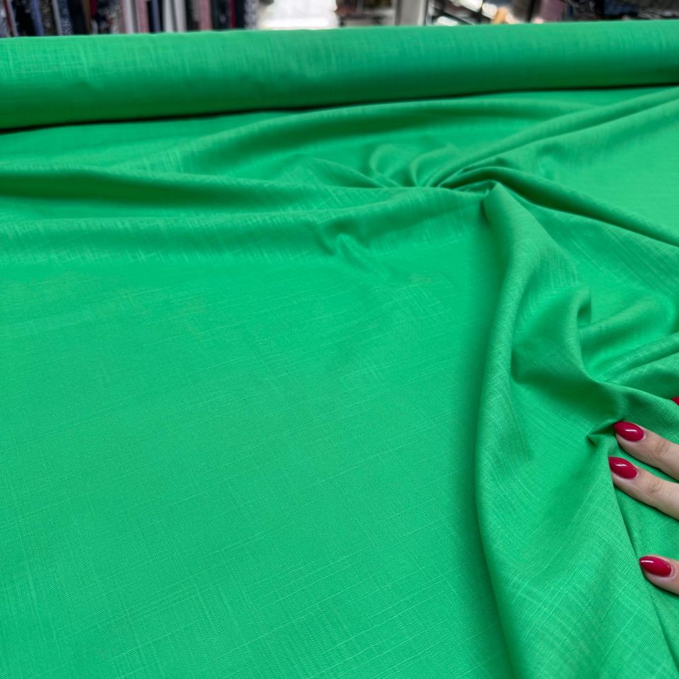 Flam Keten Kumaş %100 Pamuk En 150 cm Yeşil Renk