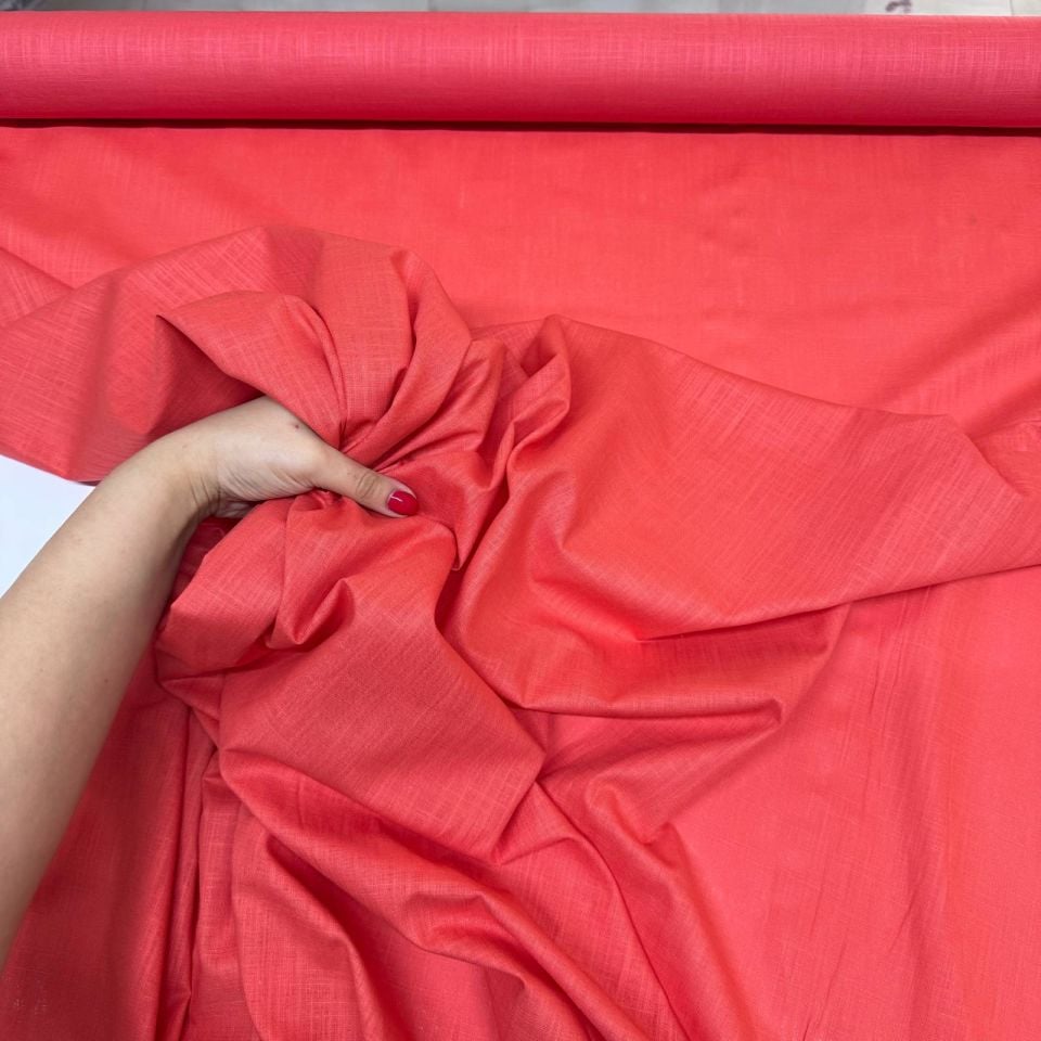 Flam Keten Kumaş %100 Pamuk En 150 cm Nar Çiçeği Renk