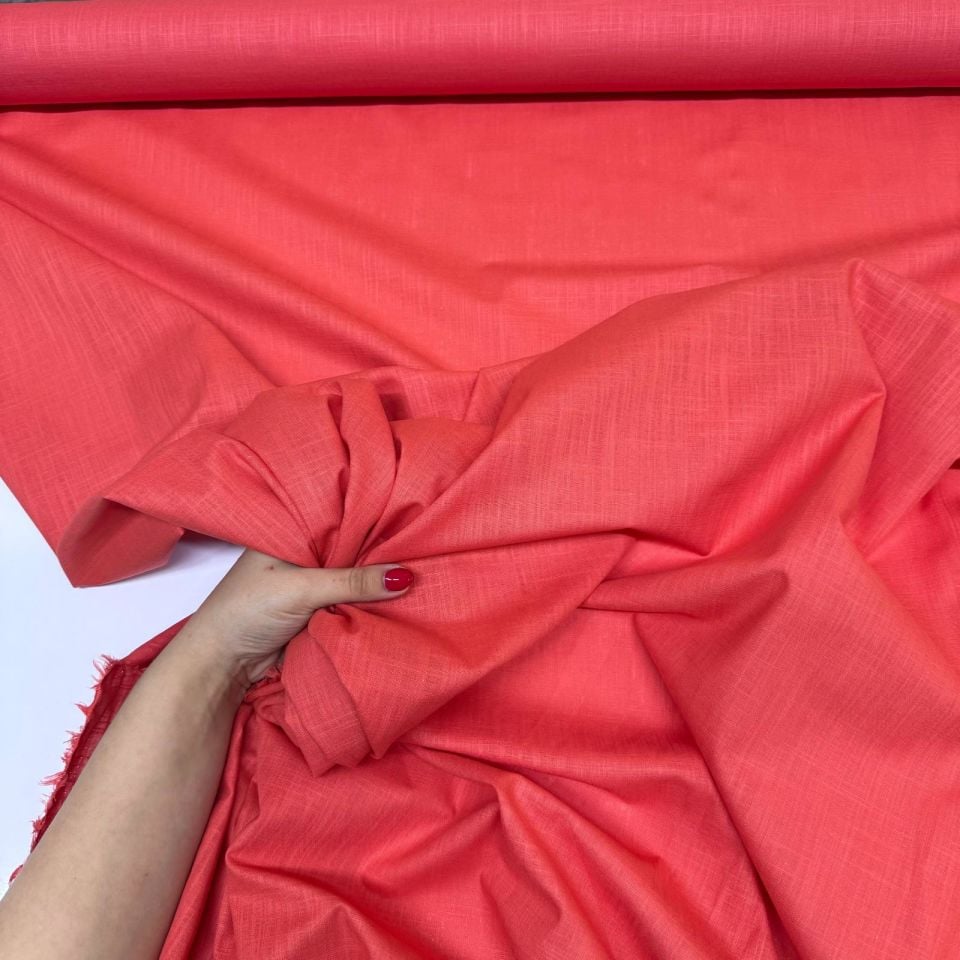 Flam Keten Kumaş %100 Pamuk En 150 cm Nar Çiçeği Renk