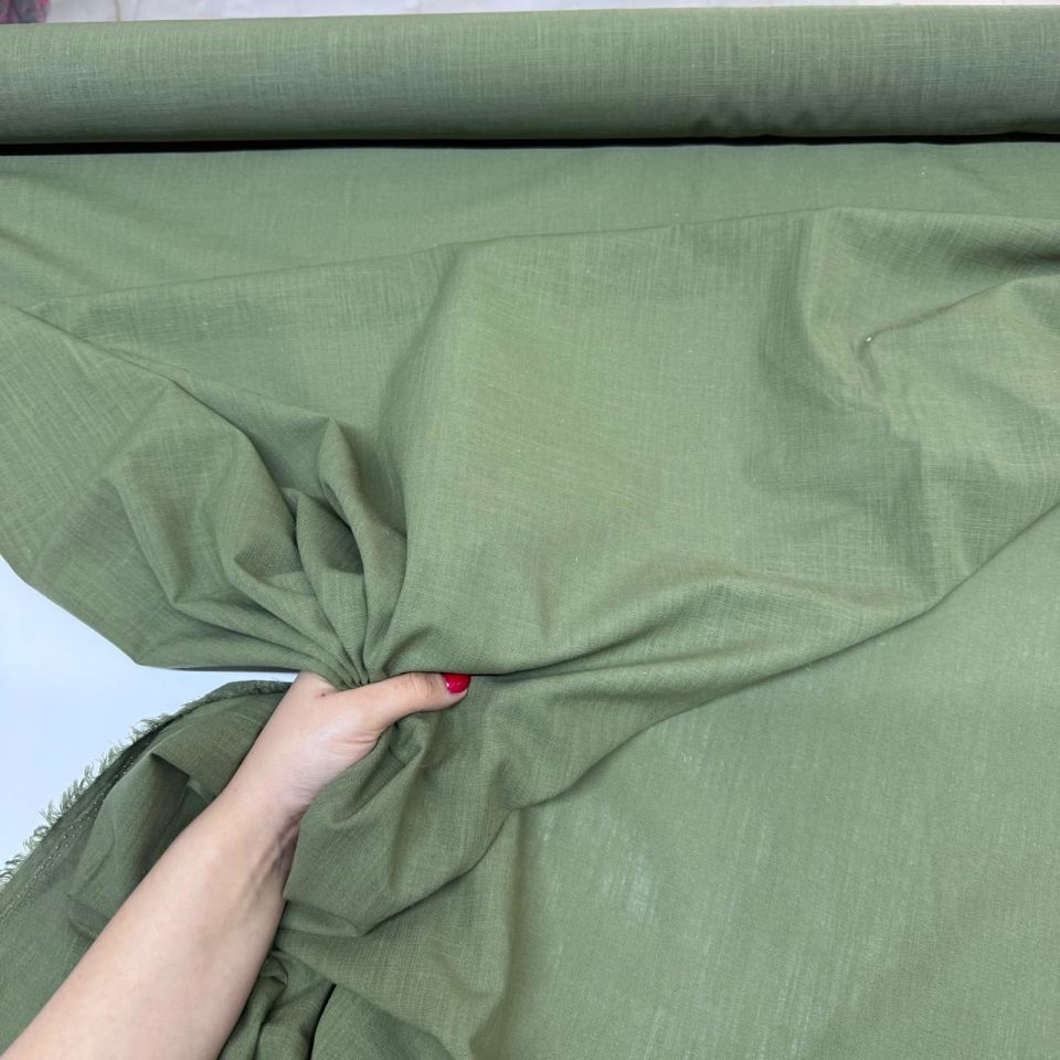 Flam Keten Kumaş %100 Pamuk En 150 cm Haki Renk