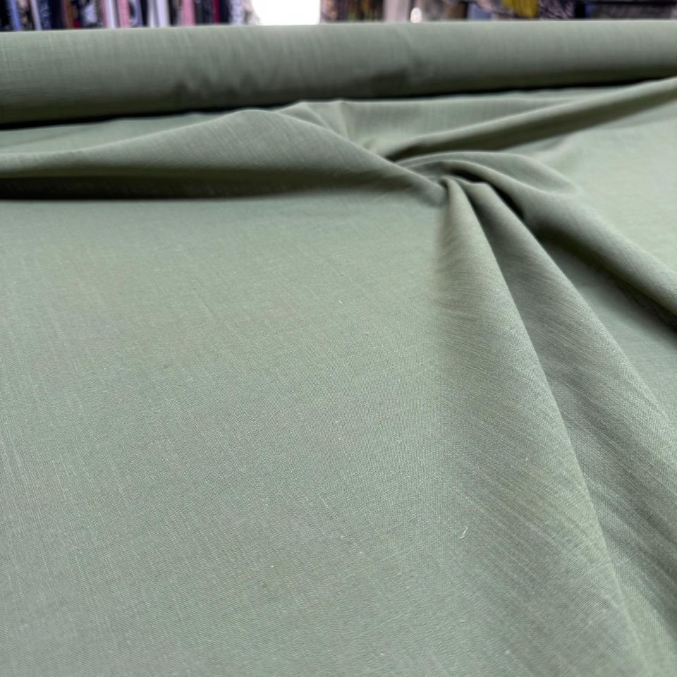 Flam Keten Kumaş %100 Pamuk En 150 cm Haki Renk