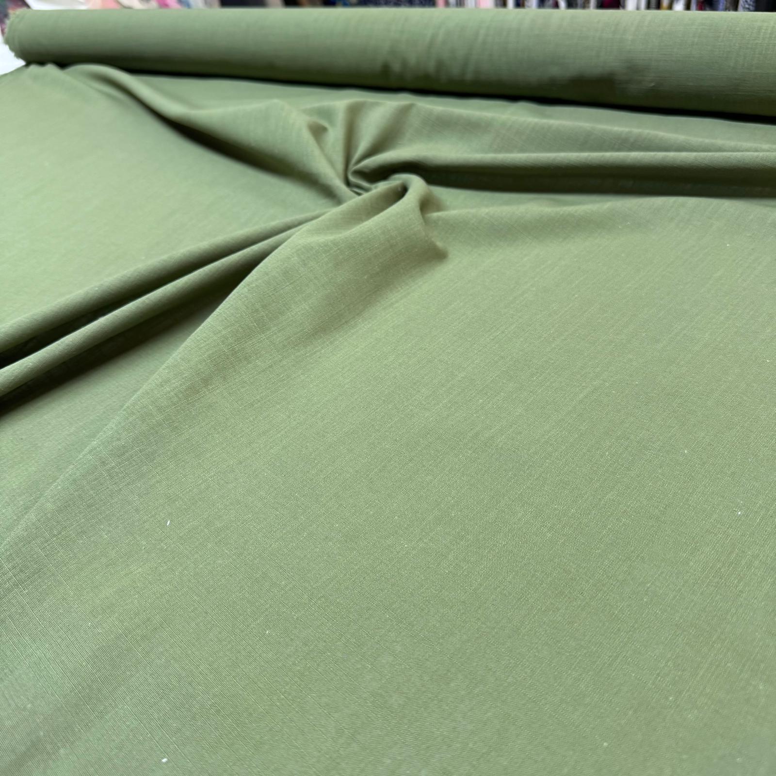 Flam Keten Kumaş %100 Pamuk En 150 cm Haki Renk