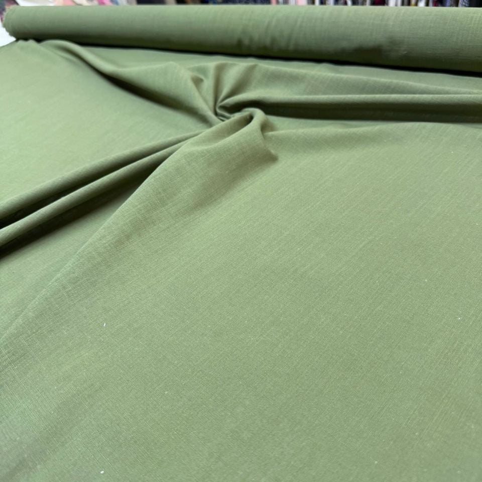 Flam Keten Kumaş %100 Pamuk En 150 cm Haki Renk