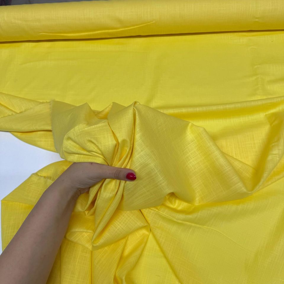 Flam Keten Kumaş %100 Pamuk En 150 cm Sarı Renk