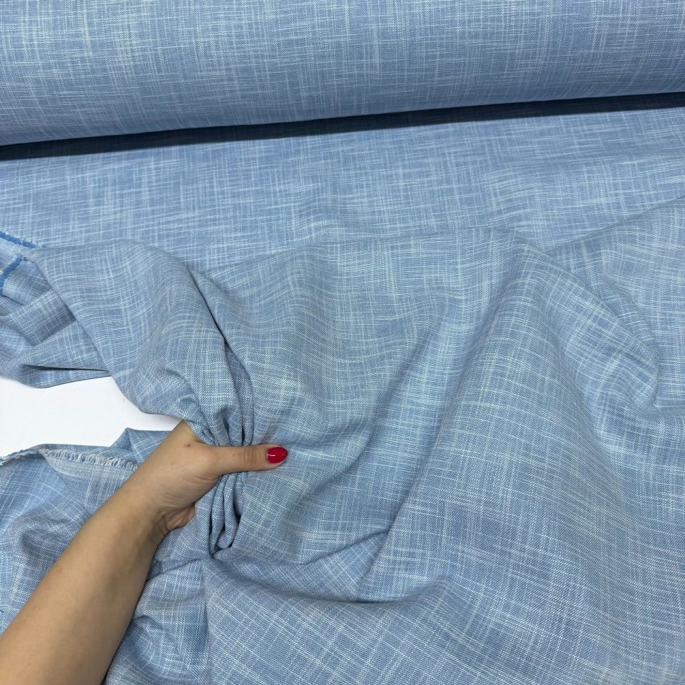 Keten Kumaş Çift En %100 Pamuk Mavi Renk