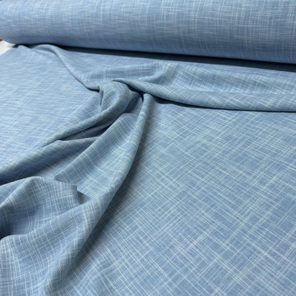 Keten Kumaş Çift En %100 Pamuk Mavi Renk