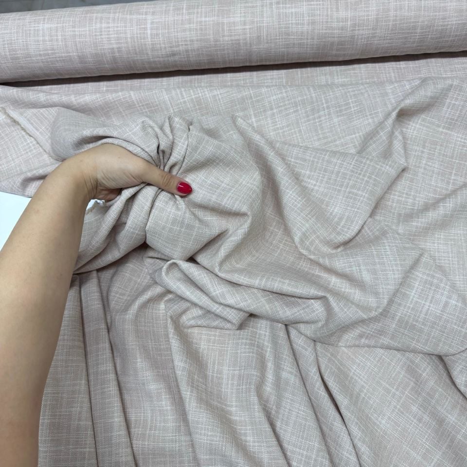 Keten Kumaş Çift En %100 Pamuk Bej Renk