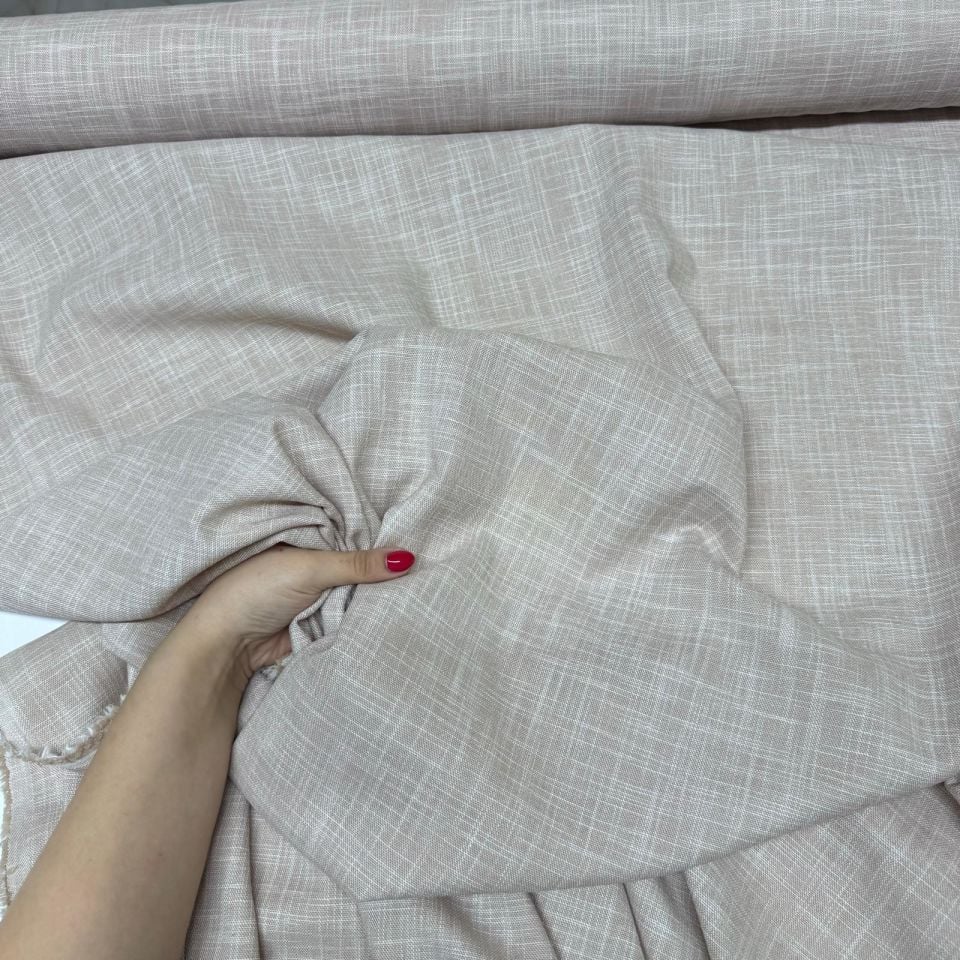 Keten Kumaş Çift En %100 Pamuk Bej Renk