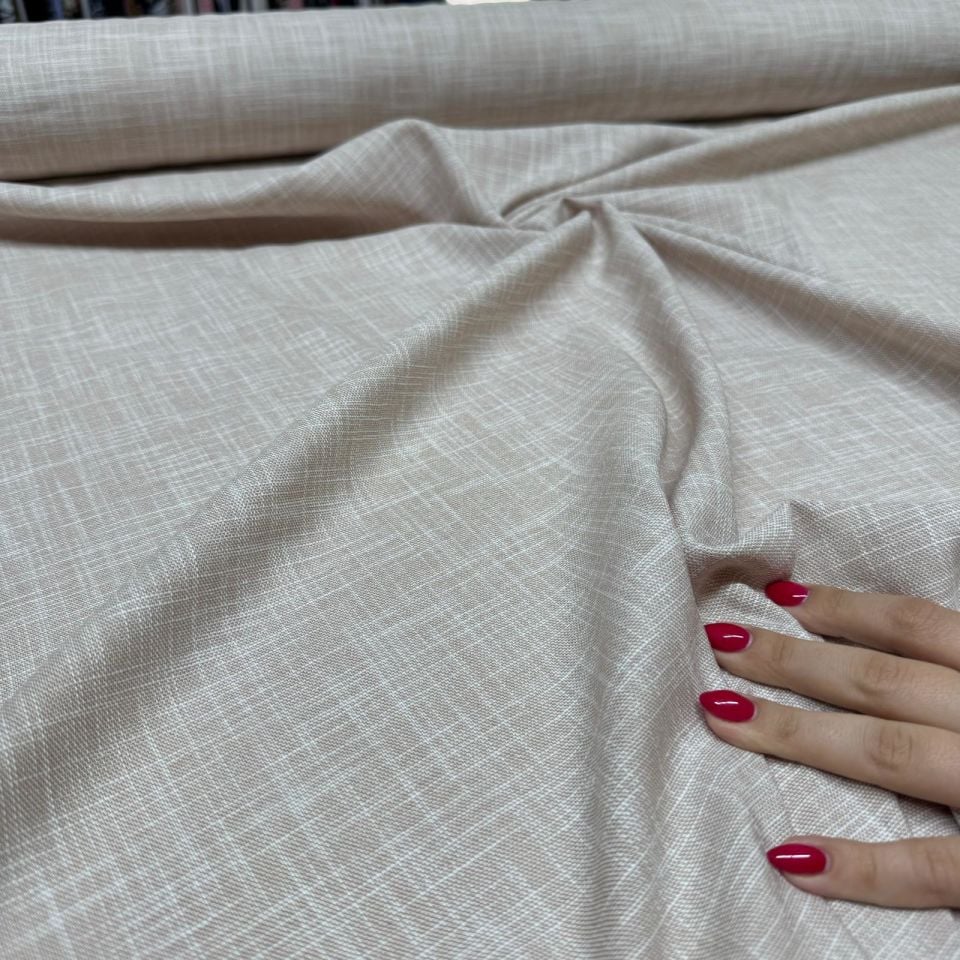 Keten Kumaş Çift En %100 Pamuk Bej Renk