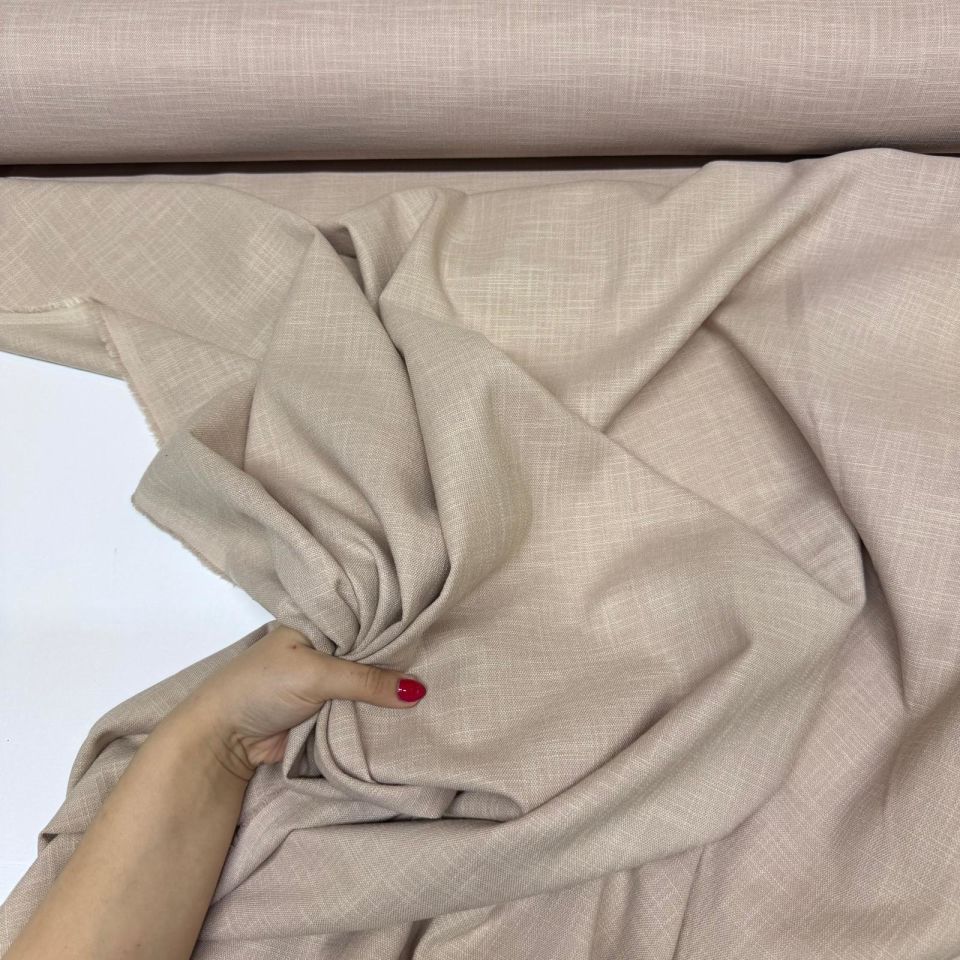 Keten Kumaş Çift En %100 Pamuk Bej Renk