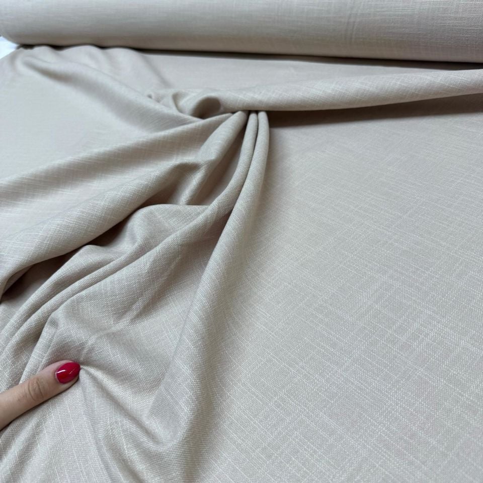 Keten Kumaş Çift En %100 Pamuk Bej Renk