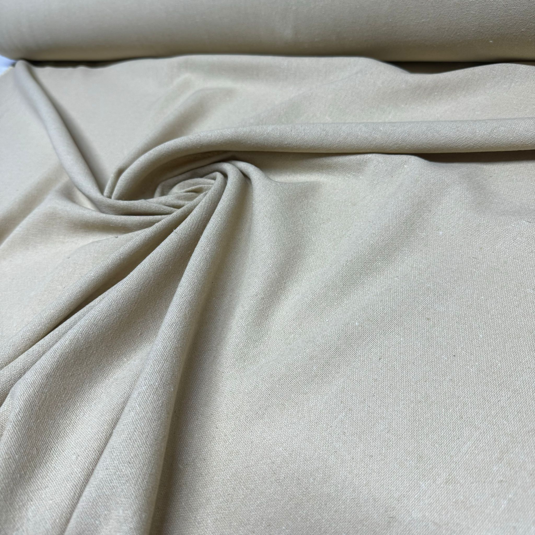 Hakiki Keten Kumaş %100 Pamuk Çift En Bej Renk