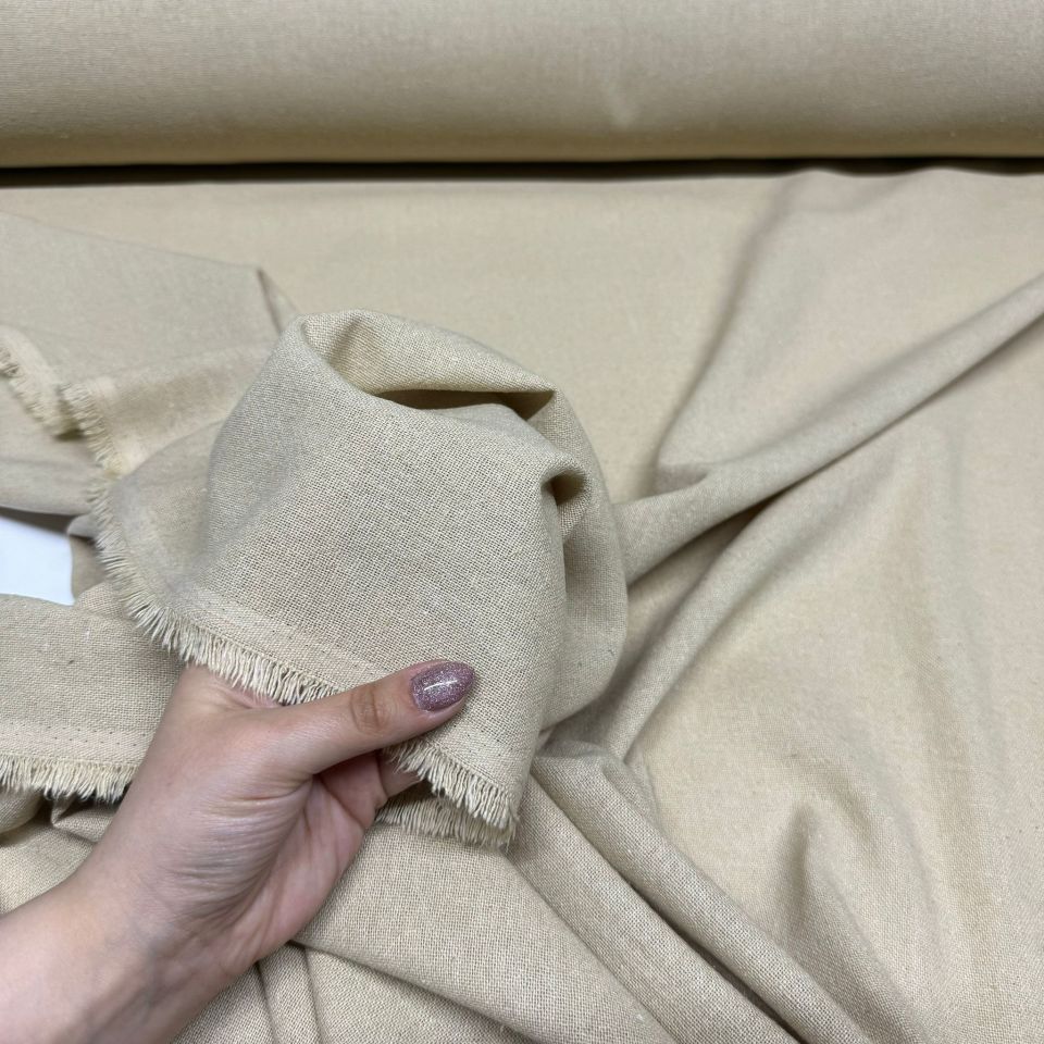 Hakiki Keten Kumaş %100 Pamuk Çift En Bej Renk