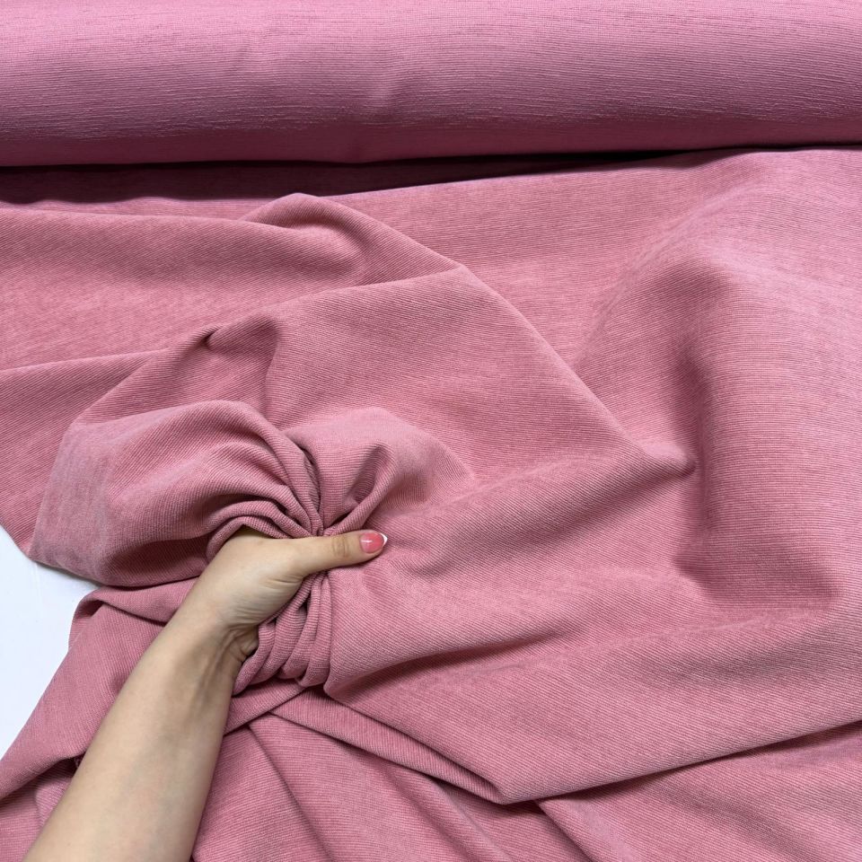 İtalyan Fitilli Kadife Kumaş Çift En Pembe