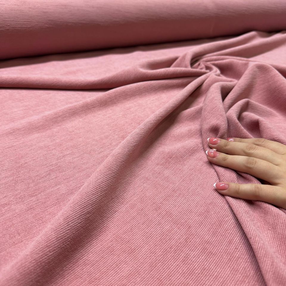 İtalyan Fitilli Kadife Kumaş Çift En Pembe