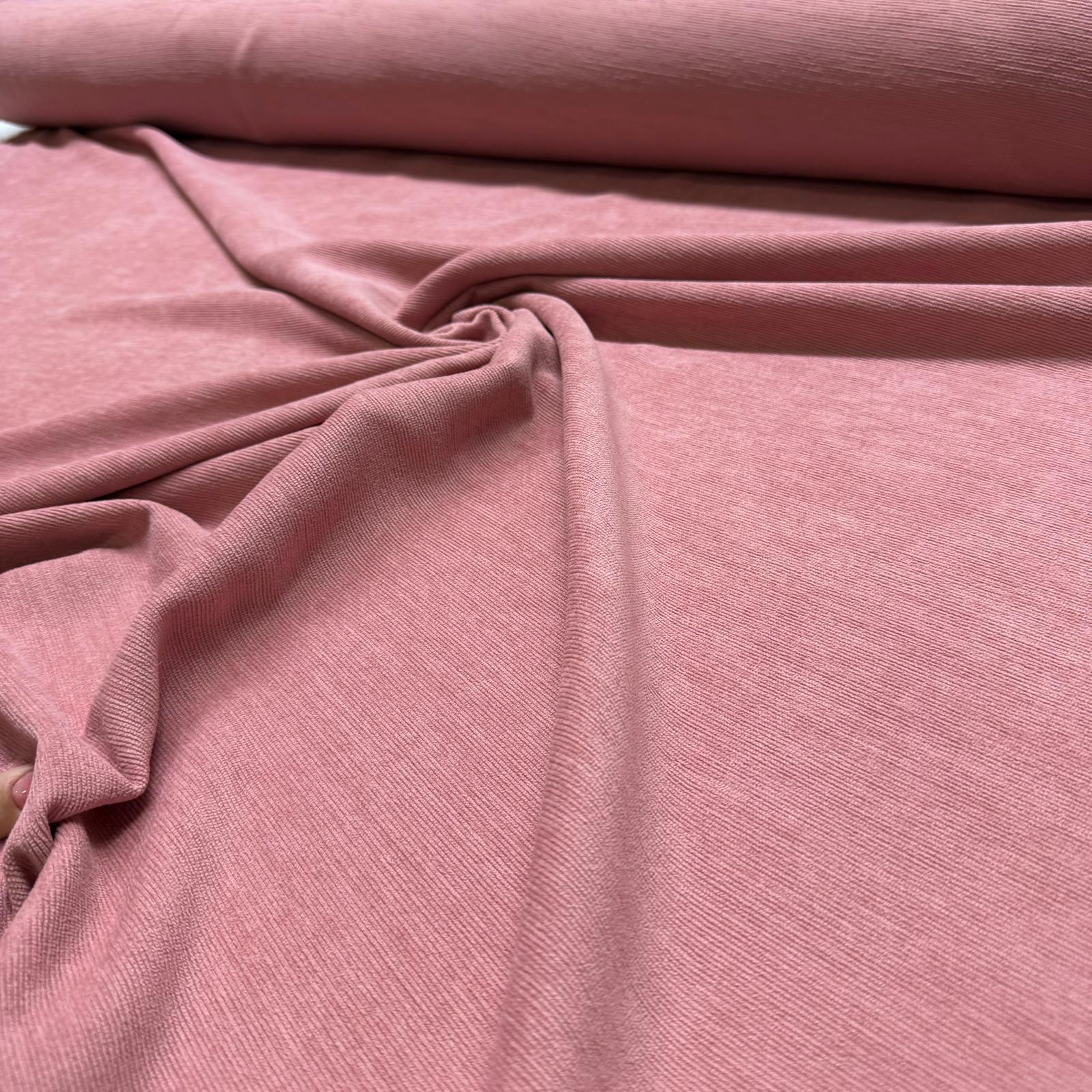İtalyan Fitilli Kadife Kumaş Çift En Pembe