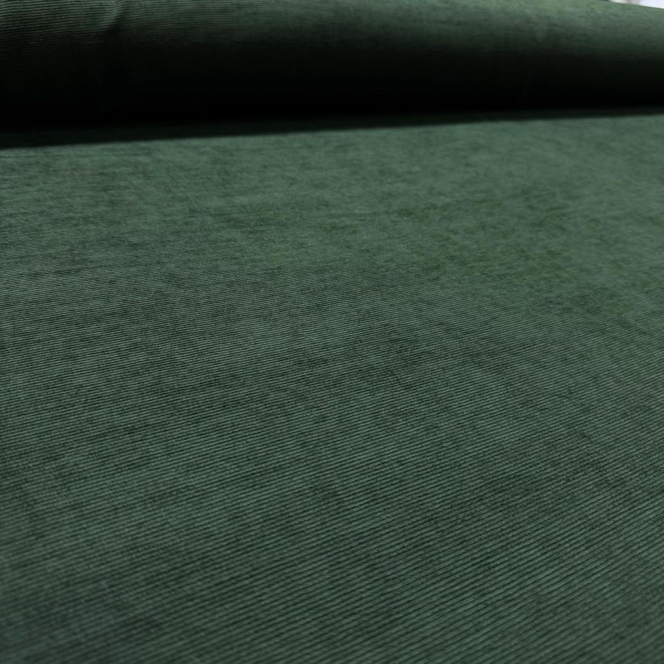 İtalyan Fitilli Kadife Kumaş Çift En Koyu Yeşil