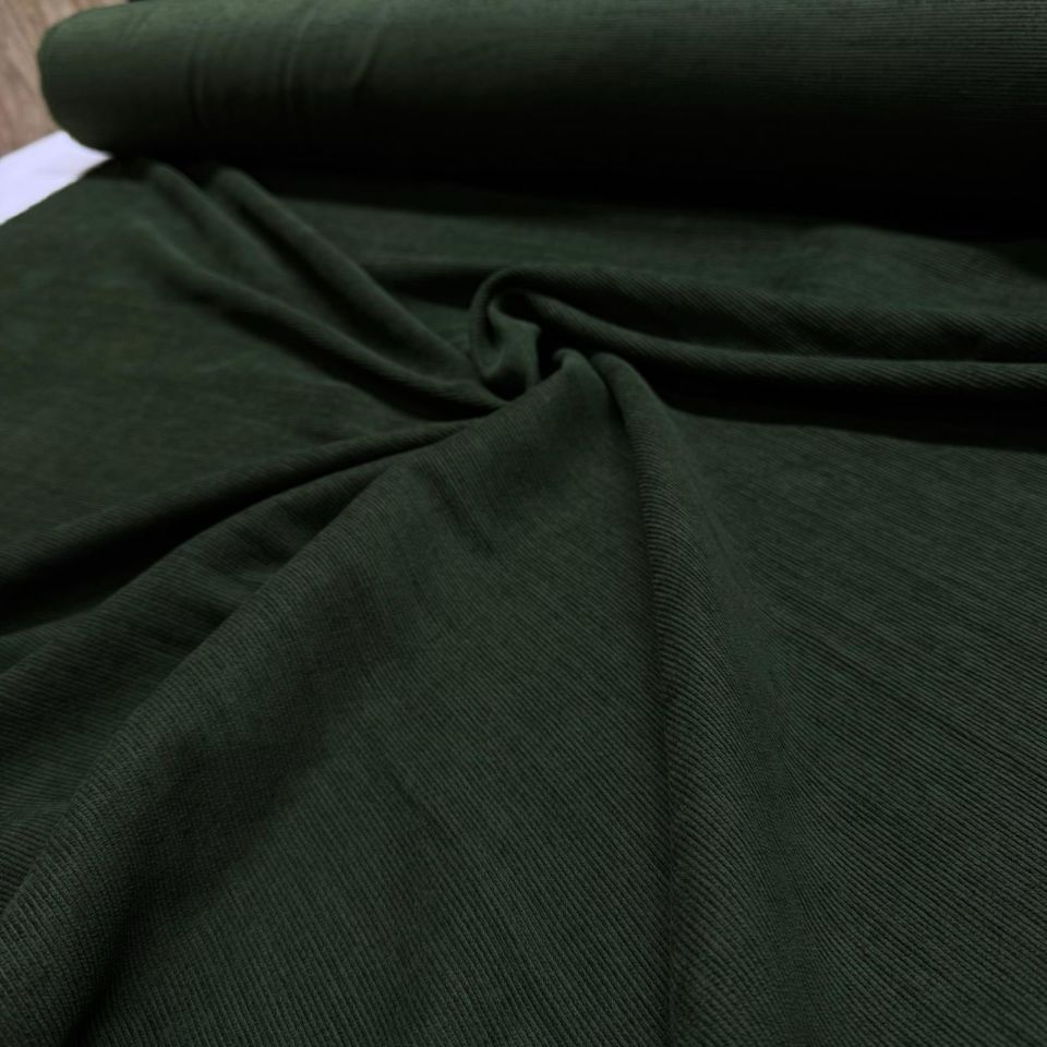 İtalyan Fitilli Kadife Kumaş Çift En Koyu Yeşil