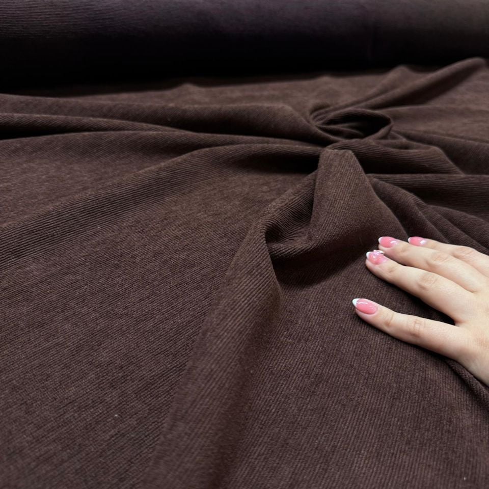 İtalyan Fitilli Kadife Kumaş Çift En Koyu Kahverengi