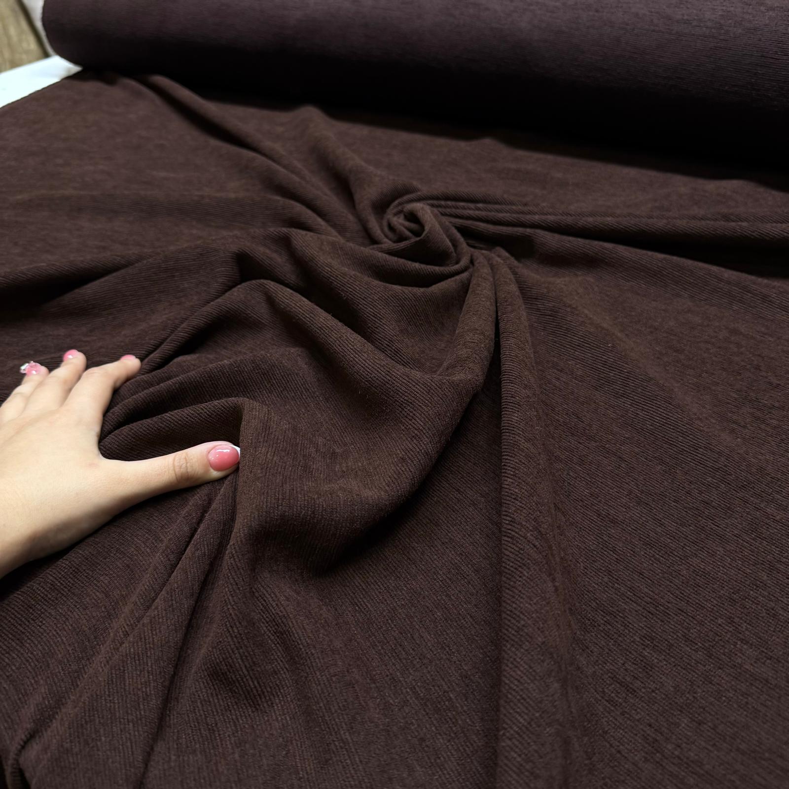 İtalyan Fitilli Kadife Kumaş Çift En Koyu Kahverengi