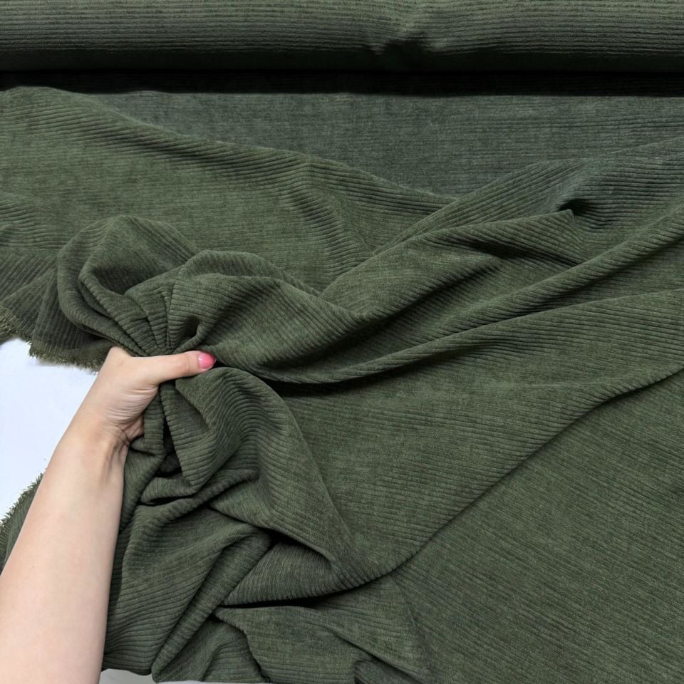 İtalyan Fitilli Kadife Çift En Koyu Yeşil Renk