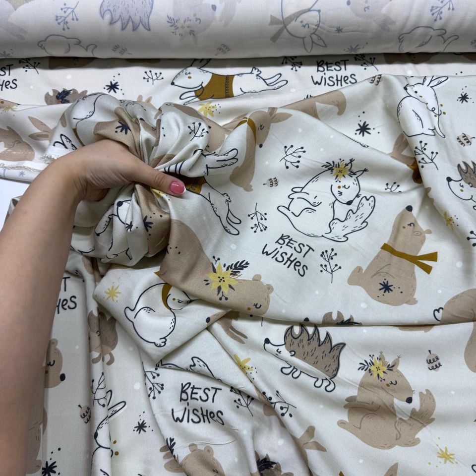 Belmando Viskon Kumaş Çift En Sevimli Tavşan Desenli %100 Pamuk