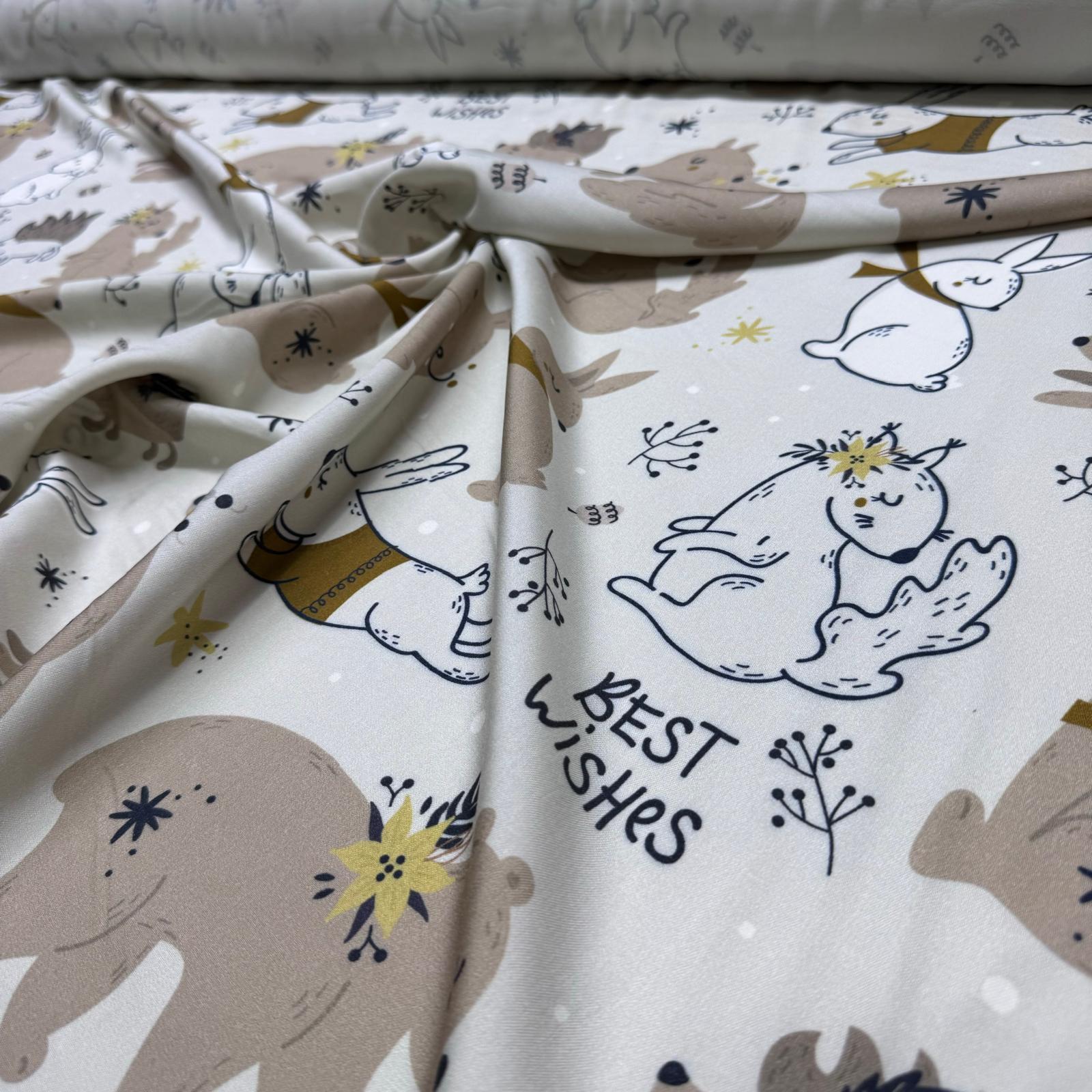 Belmando Viskon Kumaş Çift En Sevimli Tavşan Desenli %100 Pamuk