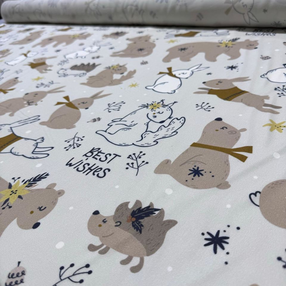 Belmando Viskon Kumaş Çift En Sevimli Tavşan Desenli %100 Pamuk