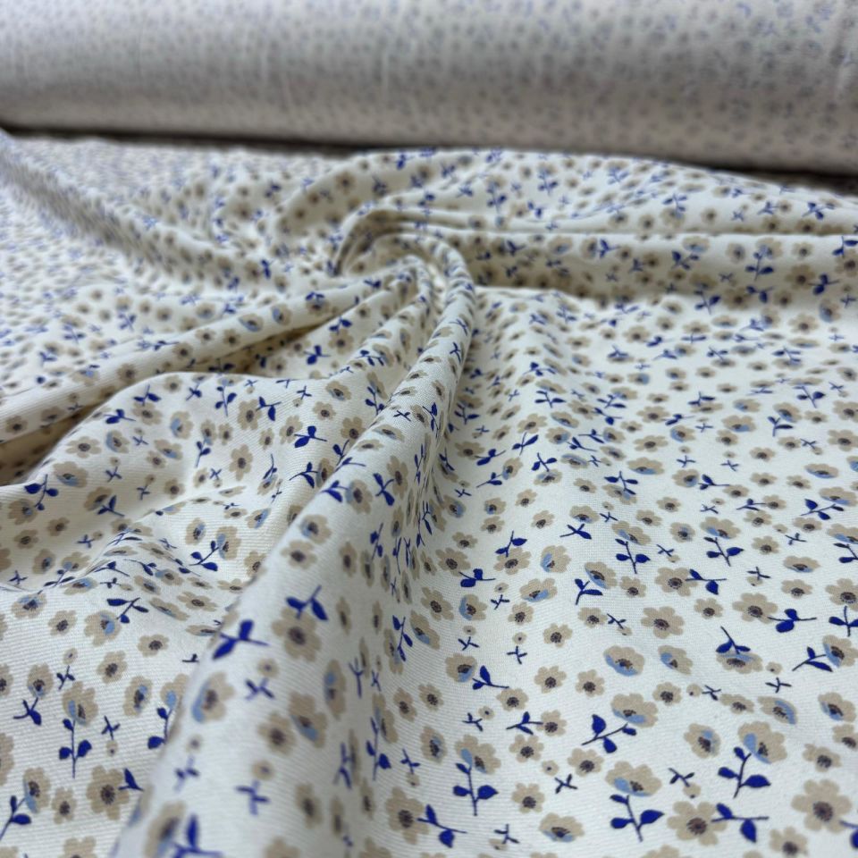 Gabardin Kumaş %100 Pamuk Çift En Çiçek Desenli Empirme