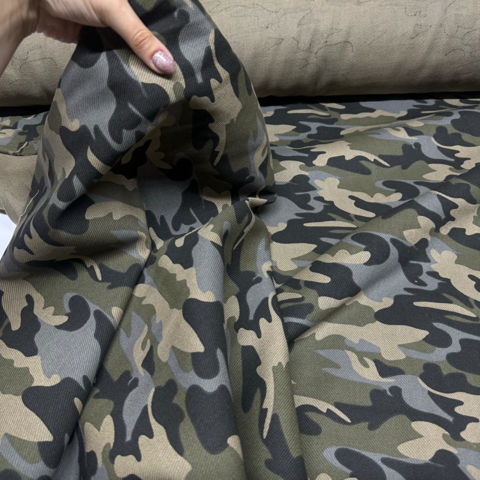 Gabardin Kumaş Çift En %100 Pamuk Kamuflaj Desen