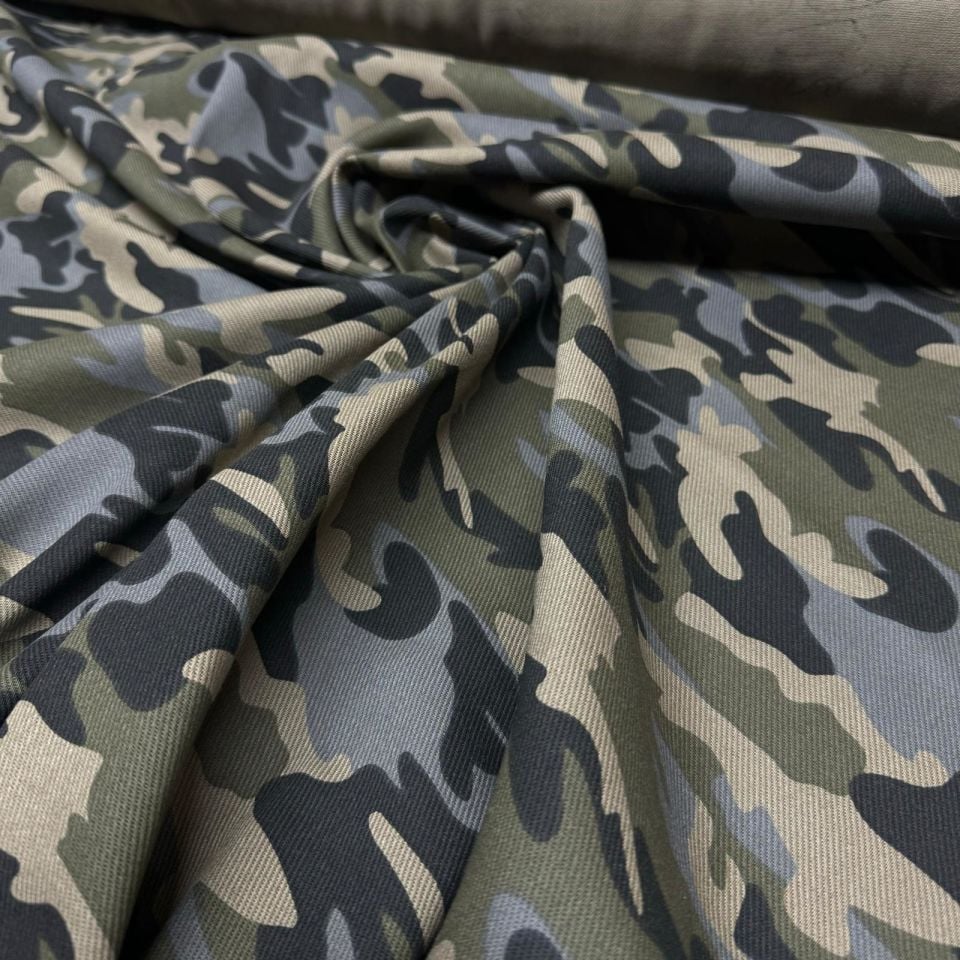 Gabardin Kumaş Çift En %100 Pamuk Kamuflaj Desen